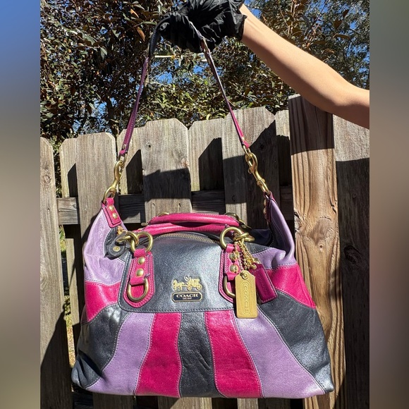 Coach Purple and Pink Leather Satchel - Picture 4 of 10